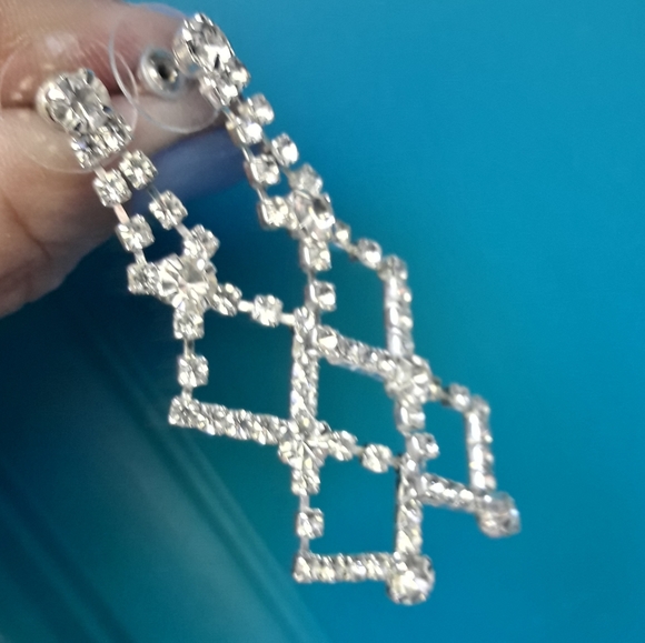 NWT Diamond Earrings CZ Chandelier Drop Art Deco - Picture 8 of 15